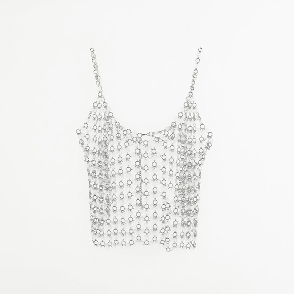 Zara Tops - Single piece 🔥 Zara limited edition crystal glass metallic crop top